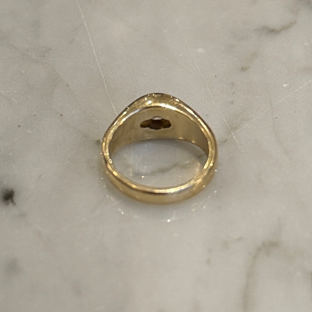 14k GOLD & DIAMOND 5 Stone Channel Set Gypsy Band Boat Ring, Circa 1980s–90s - Picture 4 of 7